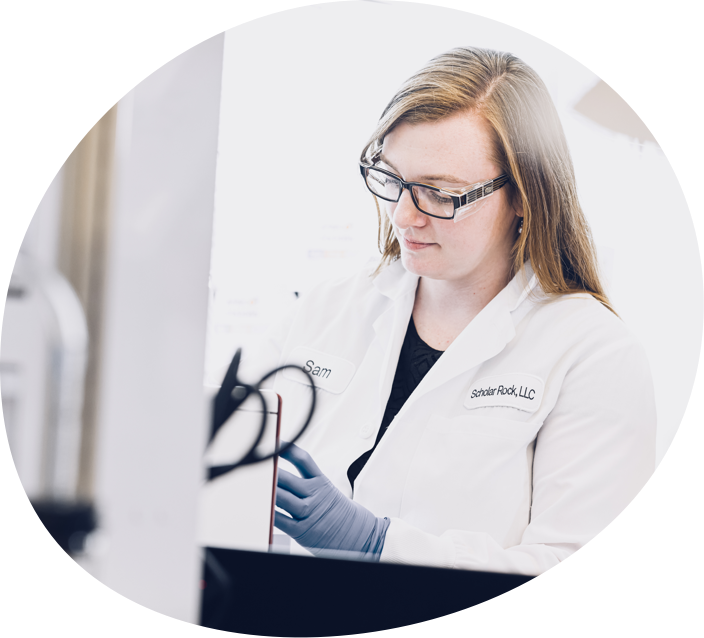 Female scientist at work station